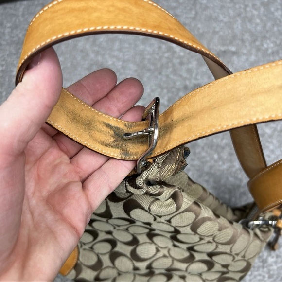 Vintage Coach J2K-6347 Hobo Purse Handbag Beige Brown Leather Y2K - Picture 8 of 16